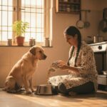 Dog nutrition preparing balanced meal