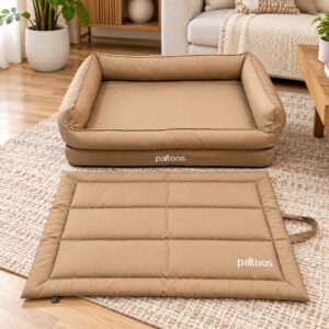 Paltoos 2-in-1 Orthopedic Bed in Beige with complimentary matching travel mat