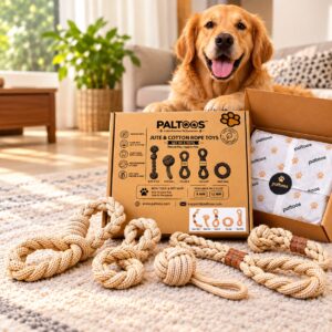 Paltoos premium jute and cotton rope dog toys gift set