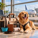 Pet travel india dog with travel essentials airport